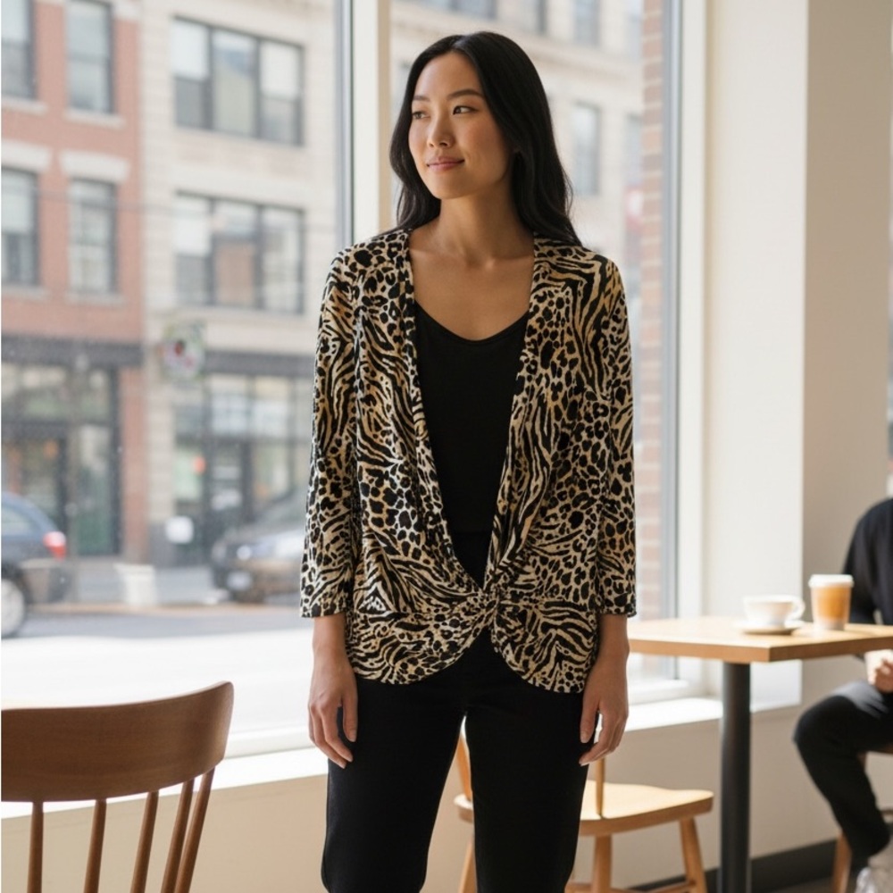Carolyn Taylor Animal Print Women's Blouse
